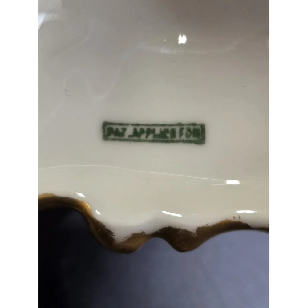 Vintage J.P.L. Jean Pouyat Limoges France Gold Accent Porcelain Candleholder